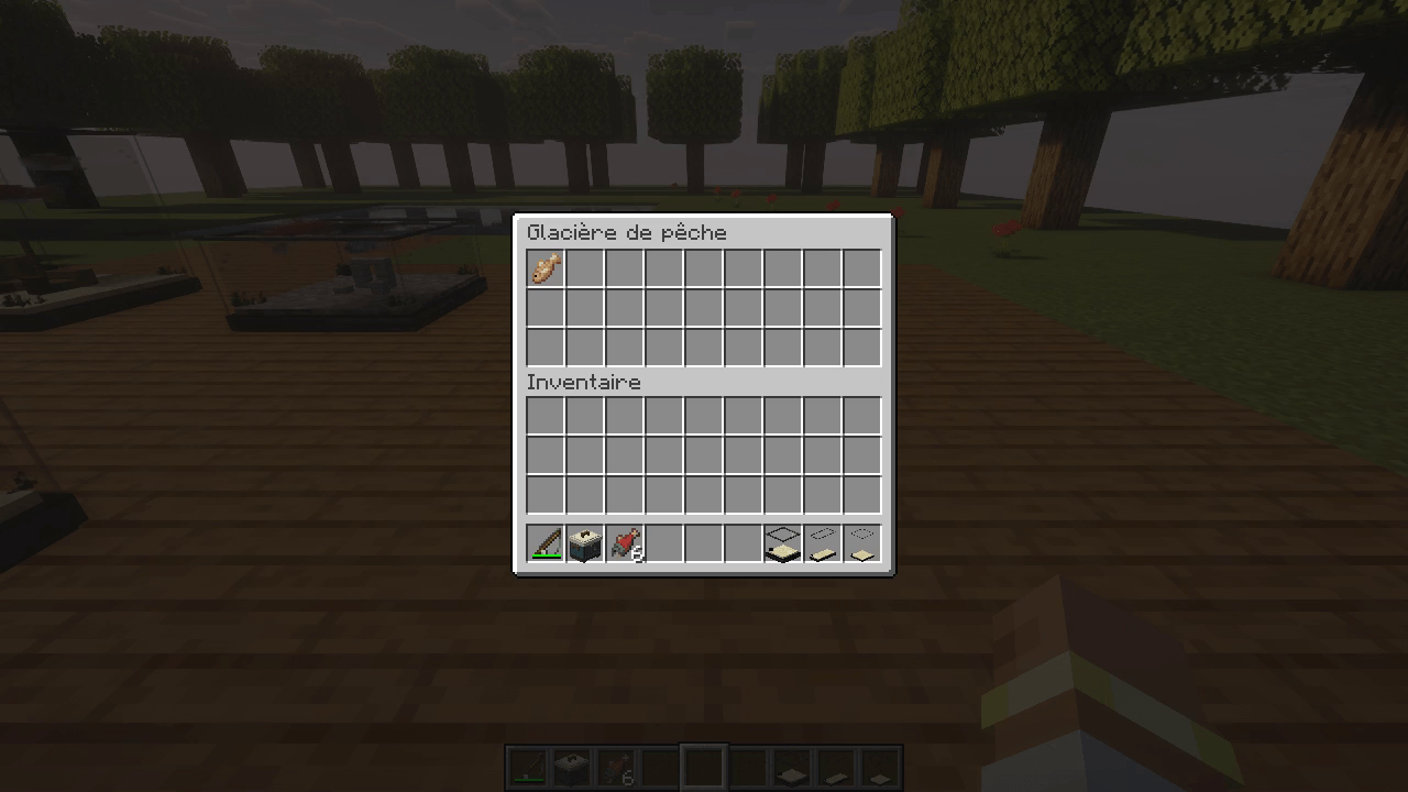 Thumbnail The cooler holds 27 slots. Carried in your inventory, it stores caught fish automatically.