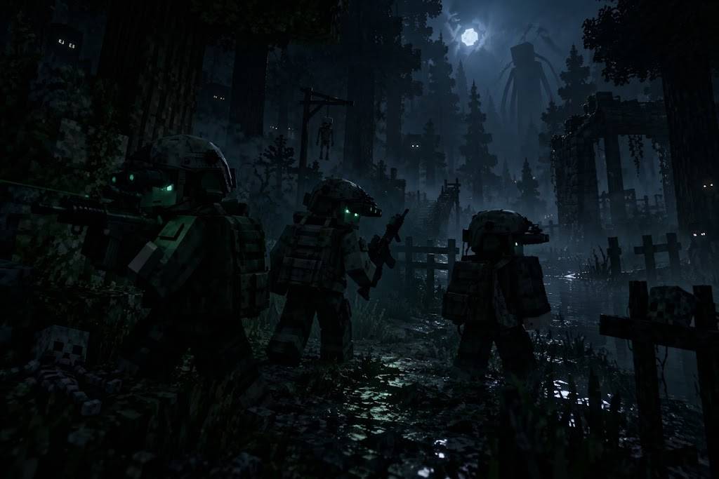 Thumbnail Years after the Great Rift, night vision and heavy tactical gear are the only way to survive the shadow-infested woods. The squad faces a giant titan looming in the mist. 'Bobochop Unbound' late-game gameplay.