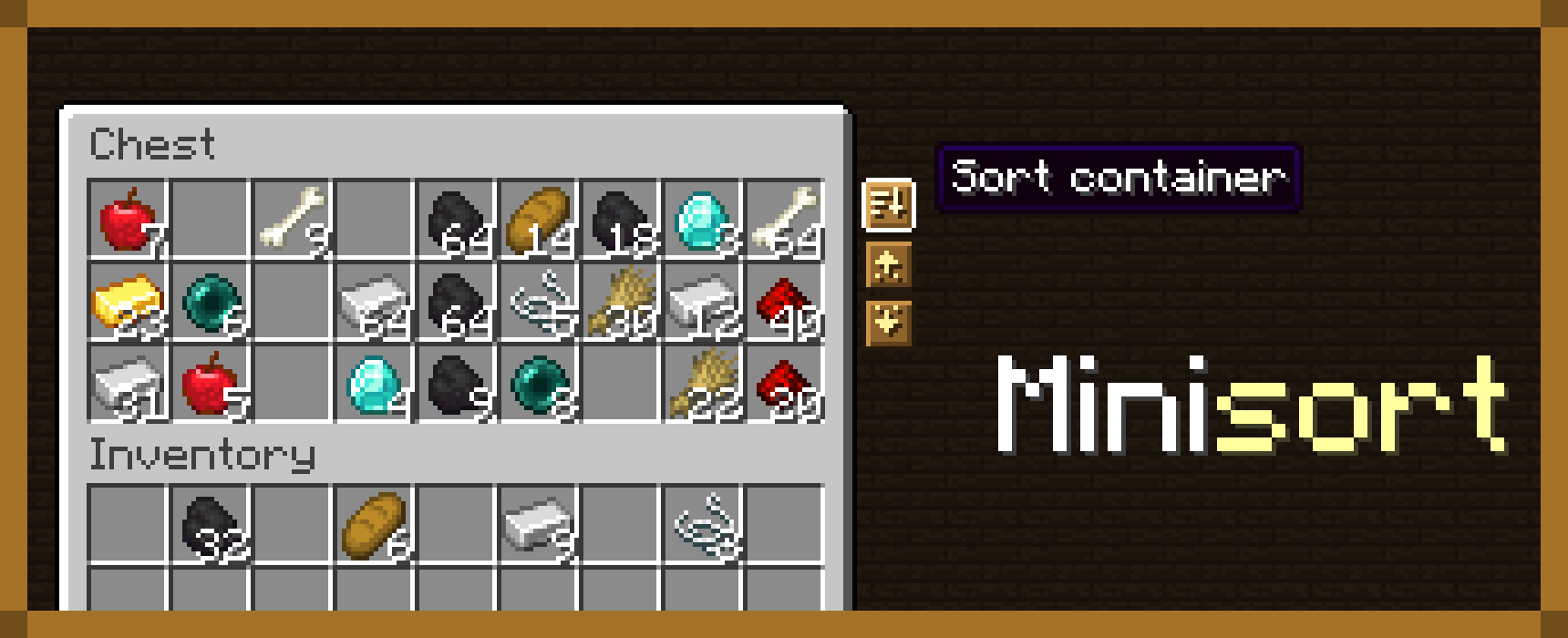 Sort, Deposit, and Retrieve buttons for your storage.