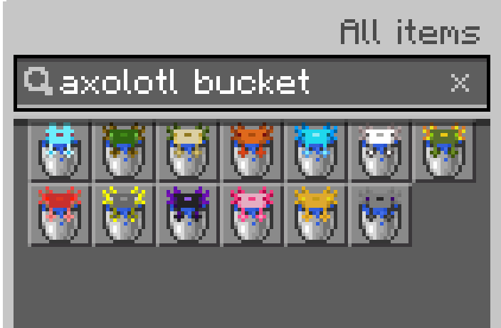Thumbnail Almost every axolotl has its own bucket and can be picked up and placed!