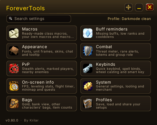 Main menu
