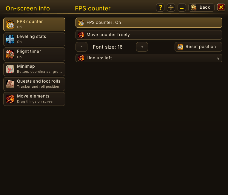 Thumbnail On-screen info - Various QoL on-screen features