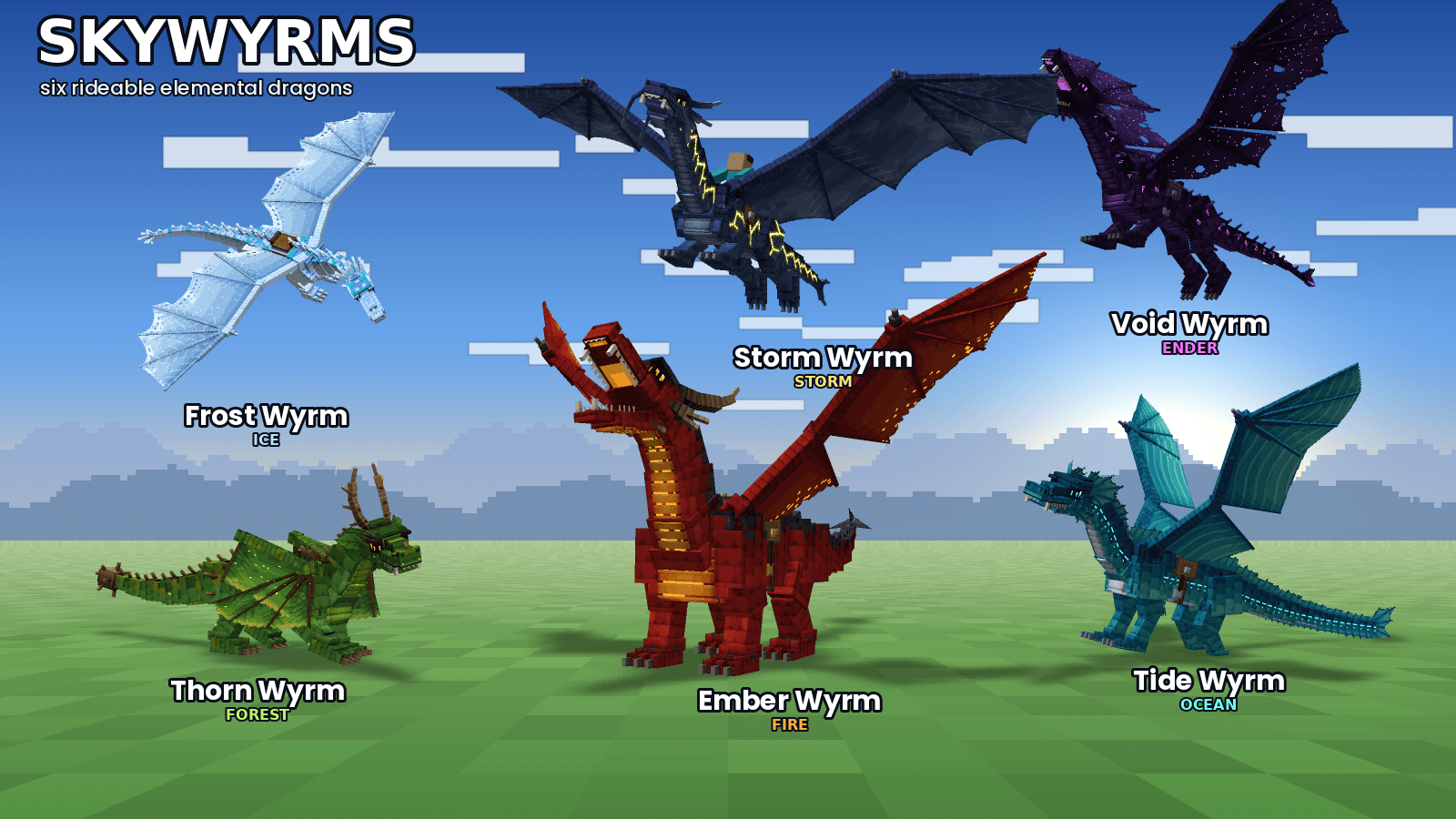 Skywyrms - six elemental dragons