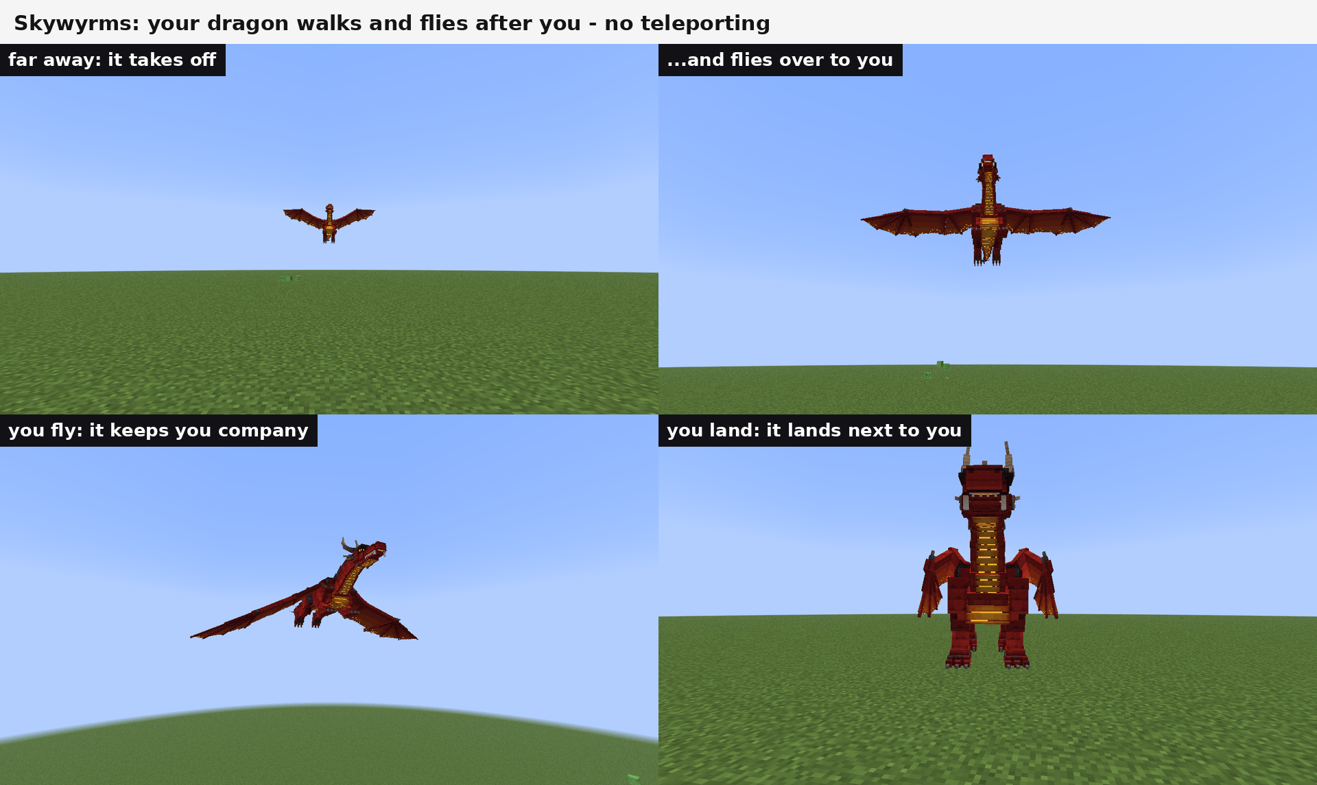 Your dragon walks and flies after you