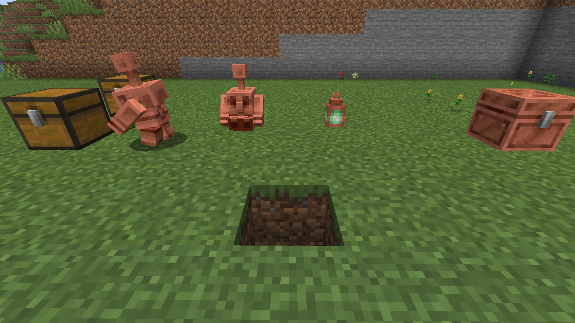Thumbnail The copper golem sorts items from copper chests into regular chests.