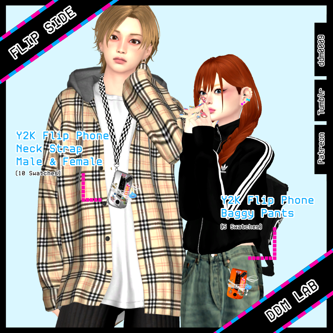 C / Y2K Flip Phone Neck Strap F [10Swatches] - The Sims 4 Create a Sim ...
