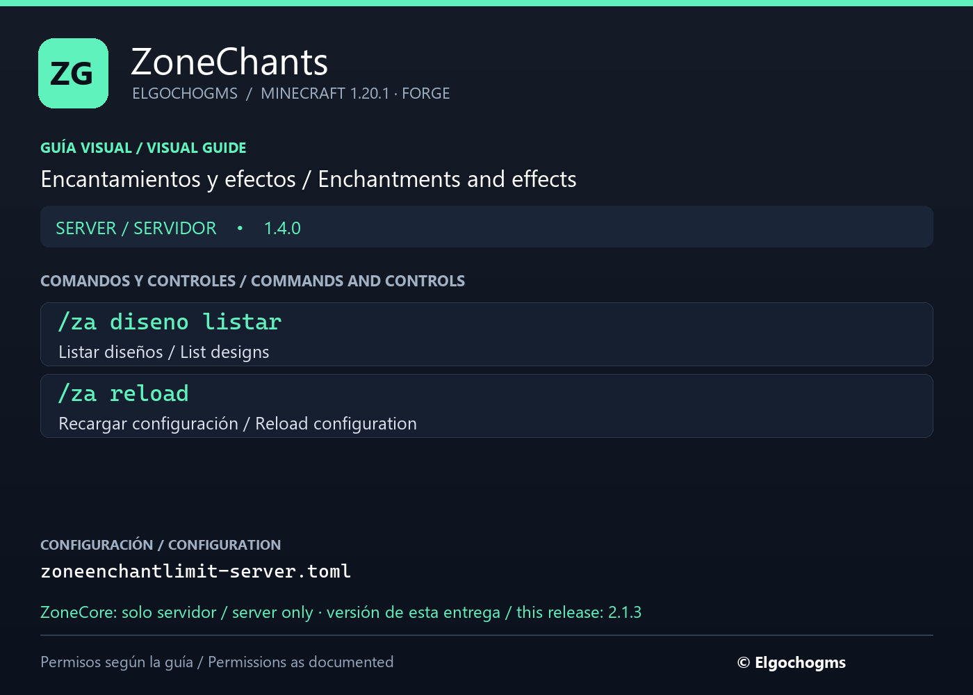 ZoneChants: command and control guide / Guía de comandos y controles