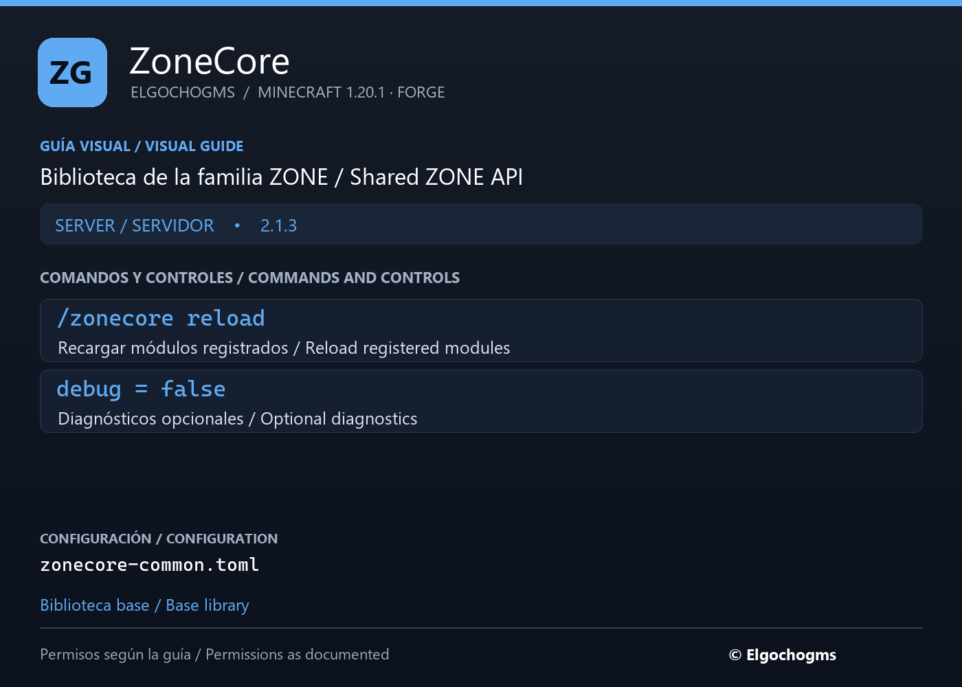 ZoneCore: command and control guide / Guía de comandos y controles