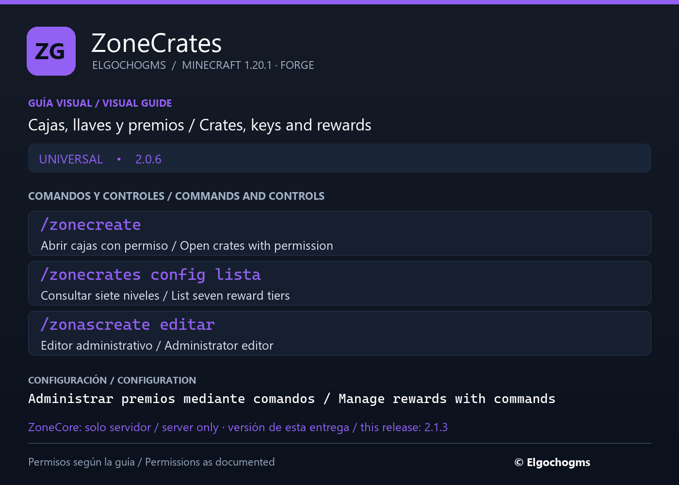 ZoneCrates: command and control guide / Guía de comandos y controles