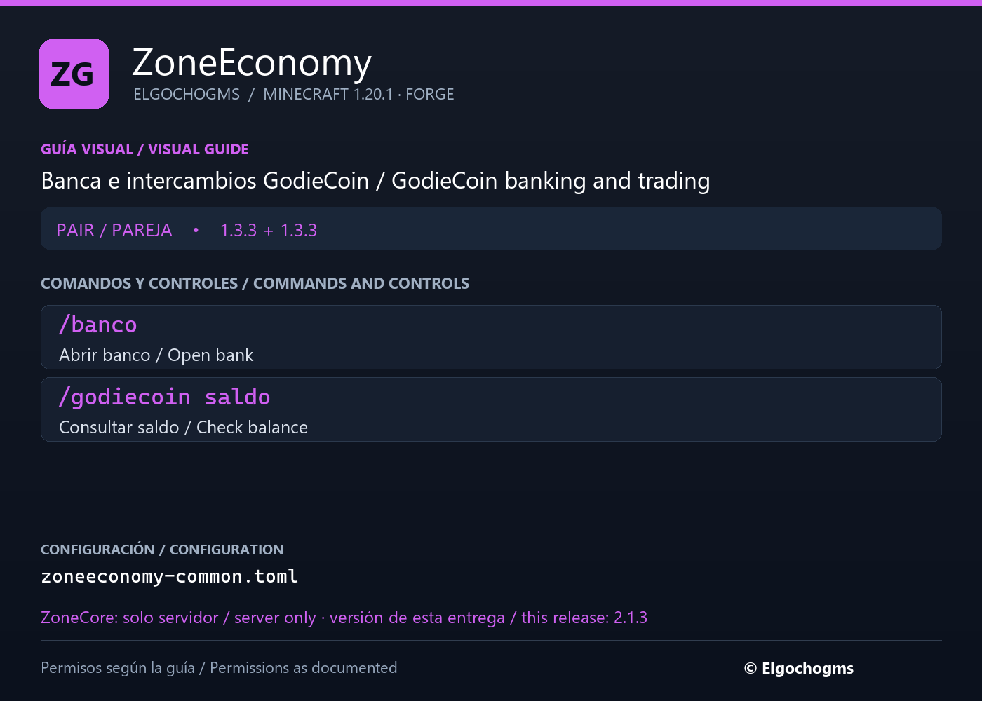 ZoneEconomy: command and control guide / Guía de comandos y controles