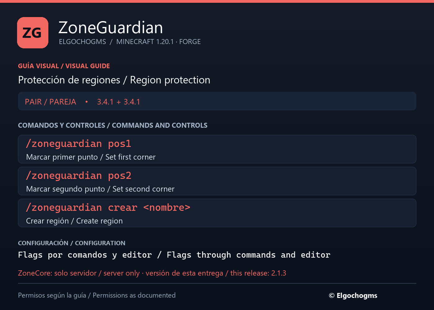 ZoneGuardian: command and control guide / Guía de comandos y controles