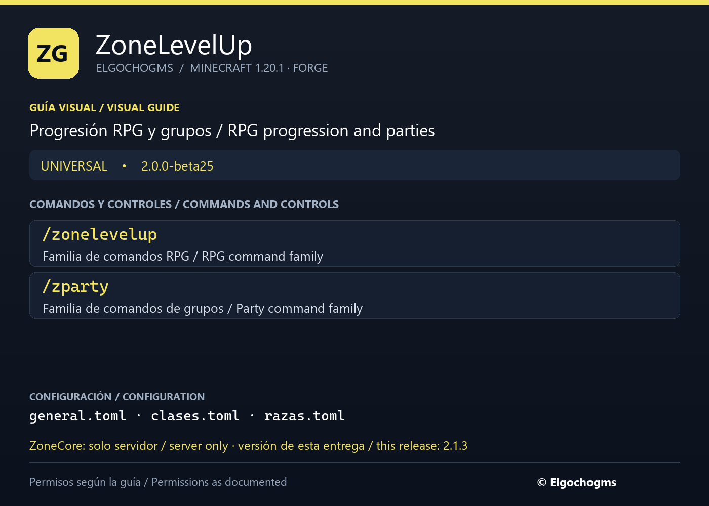 ZoneLevelUp: command and control guide / Guía de comandos y controles