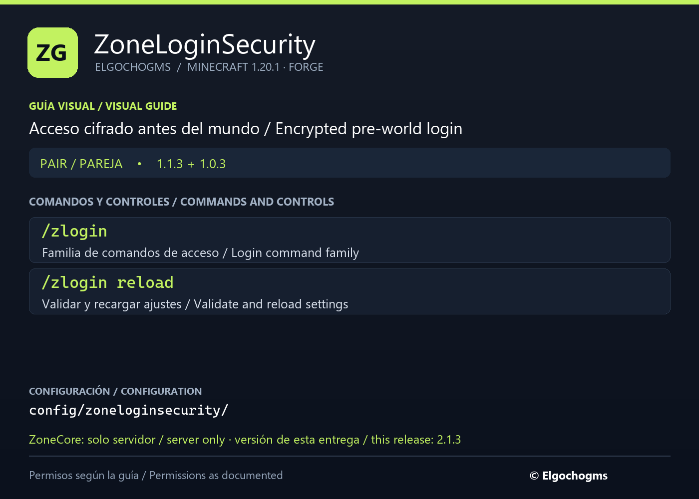 ZoneLoginSecurity: command and control guide / Guía de comandos y controles