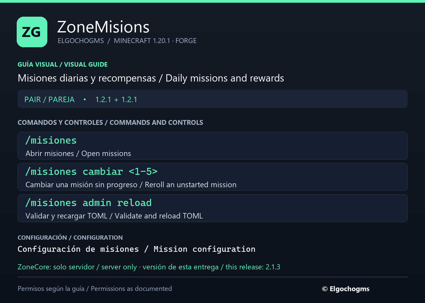 ZoneMisions: command and control guide / Guía de comandos y controles