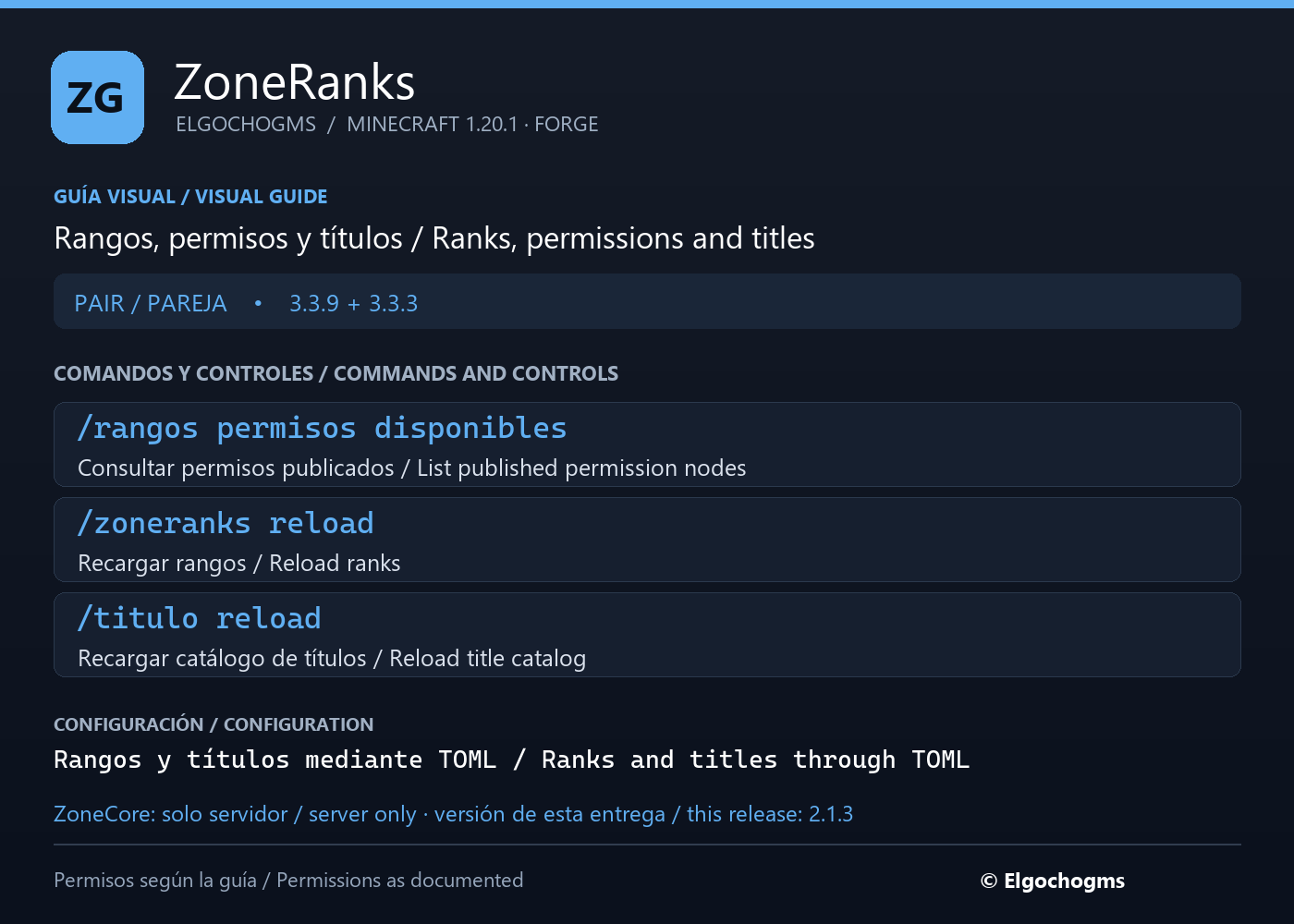 ZoneRanks: command and control guide / Guía de comandos y controles