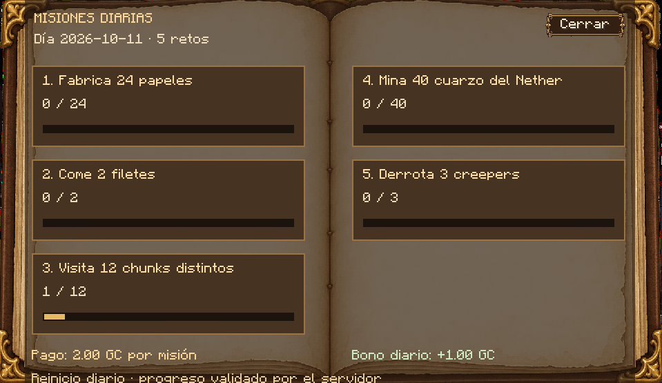 Daily missions and progress / Misiones diarias y progreso