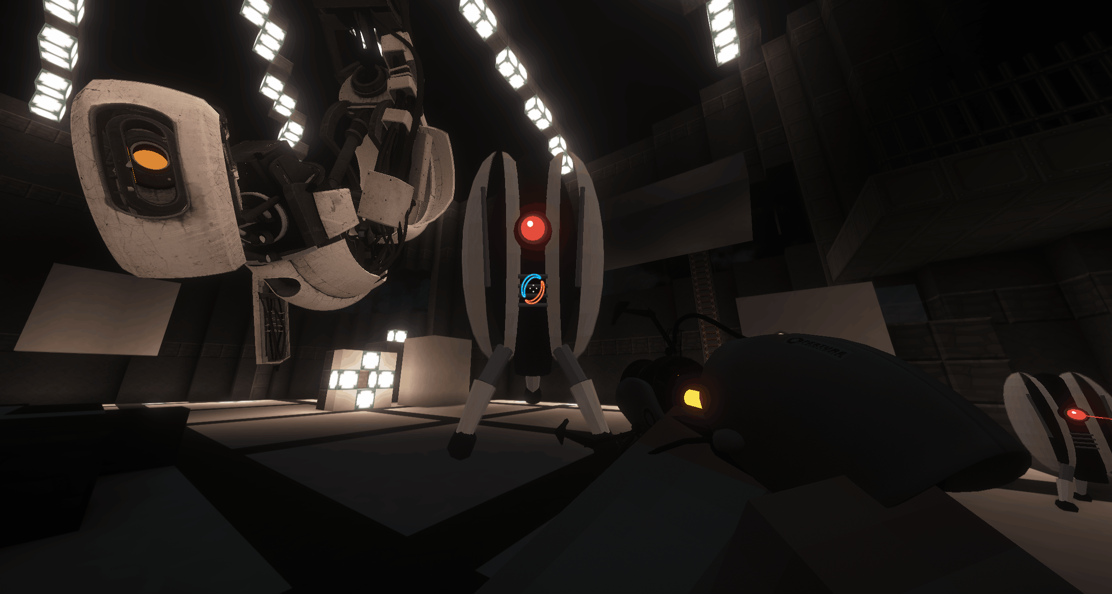 GLaDOS Boss Arena with 3D Portal Gun and Turret