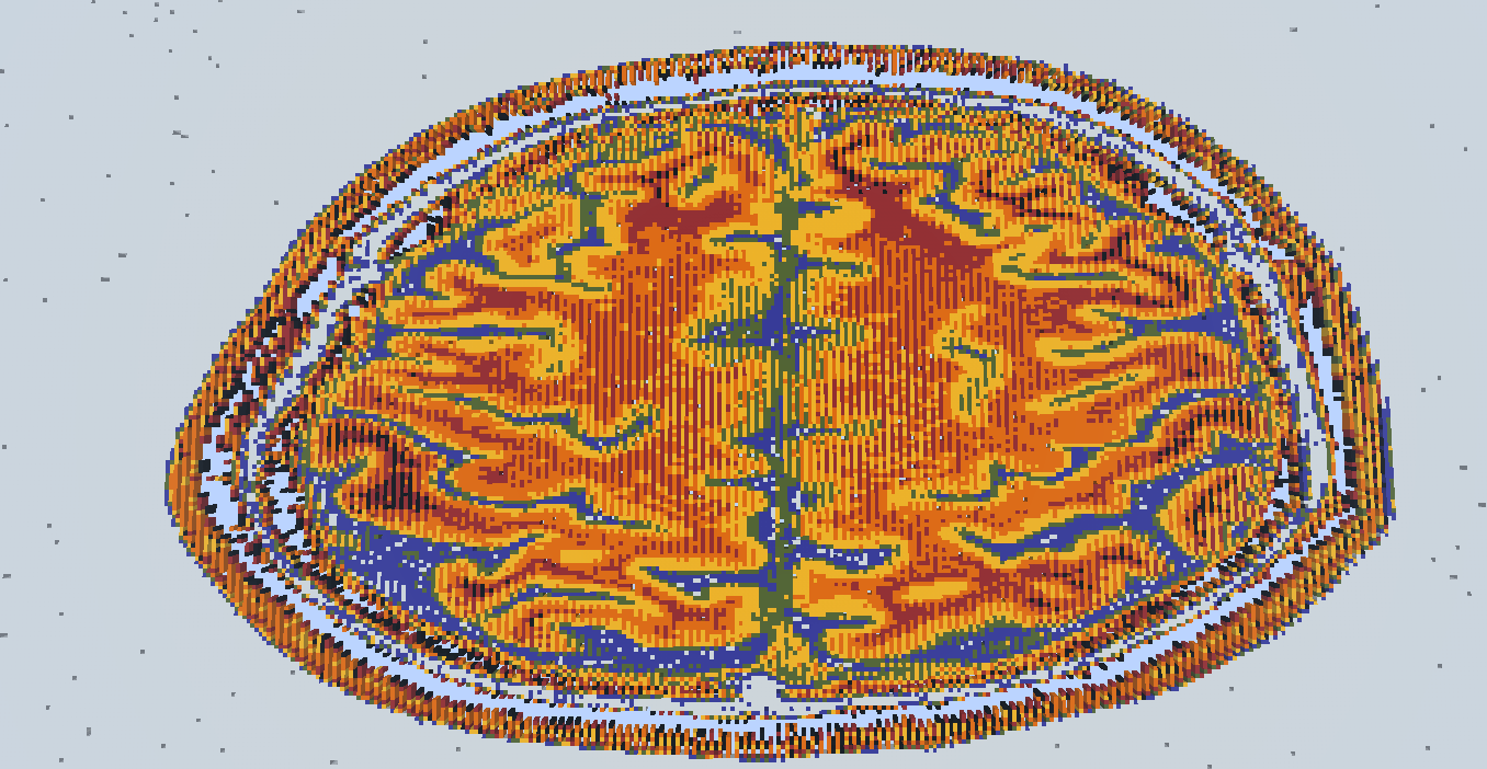 Example of different colors for different values of voxels