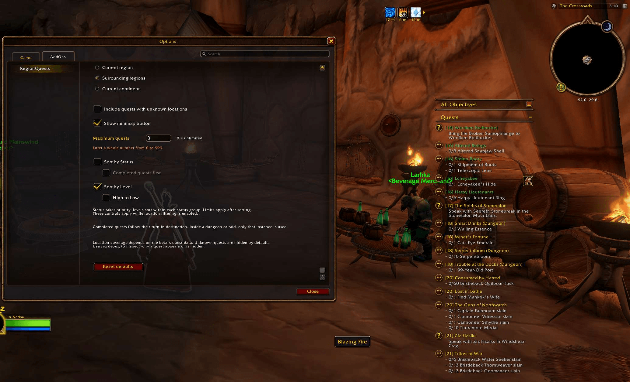 Thumbnail Quests sorted by level, low-to-high.