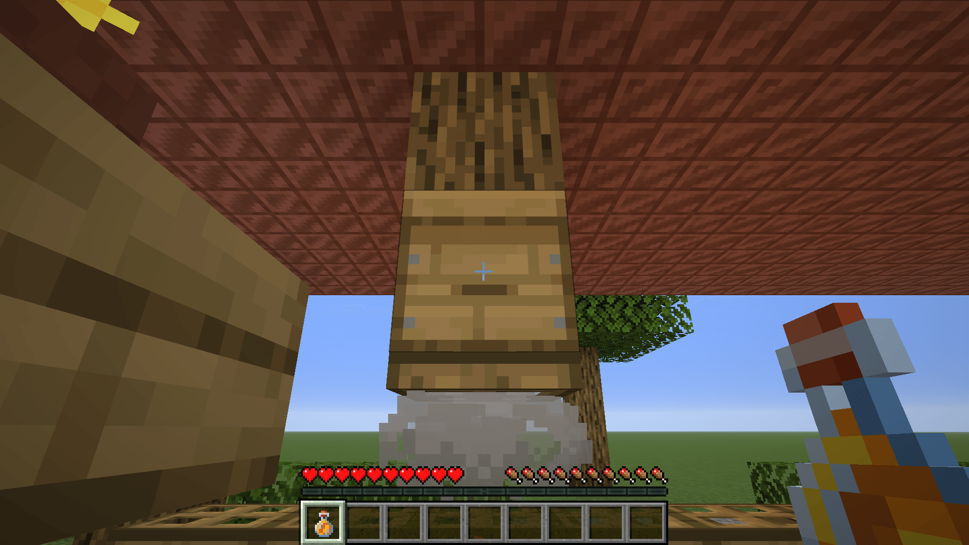 Thumbnail Survival honey harvest without sneaking: honey bottle, emptied hive, full hearts.