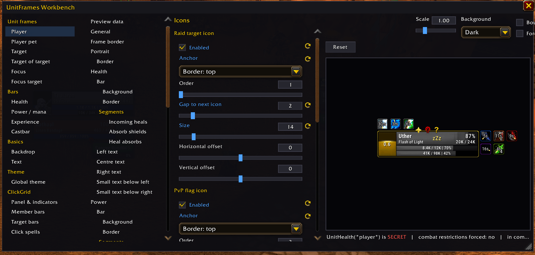 Preview your adjustments with an live updating Settings Menu