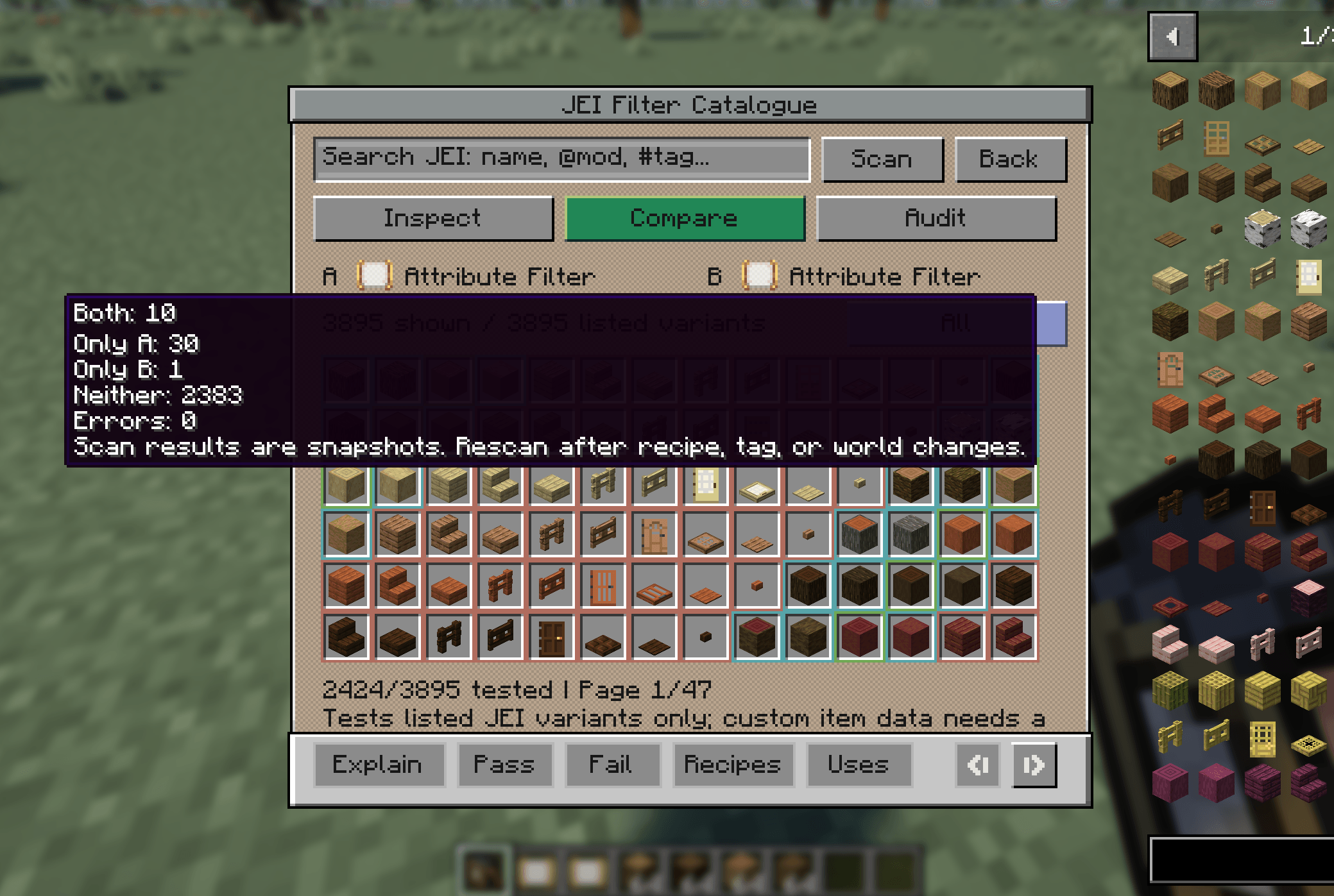 JEI Filter Catalogue Results Compare Mode