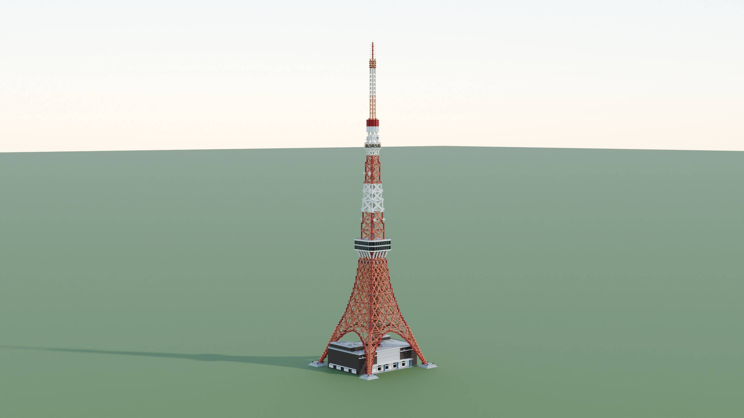 Thumbnail Southwest Full View of the Tokyo Tower build. Blender render; in-game lighting may differ.