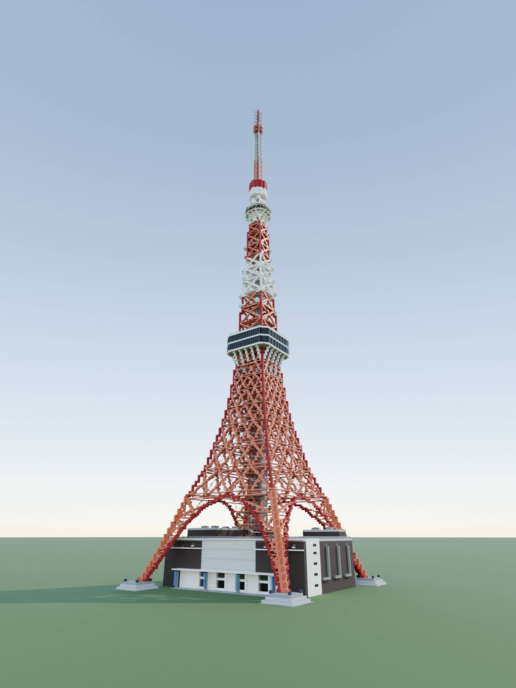 Thumbnail Low angle of the Tokyo Tower build. Blender render; in-game lighting may differ.