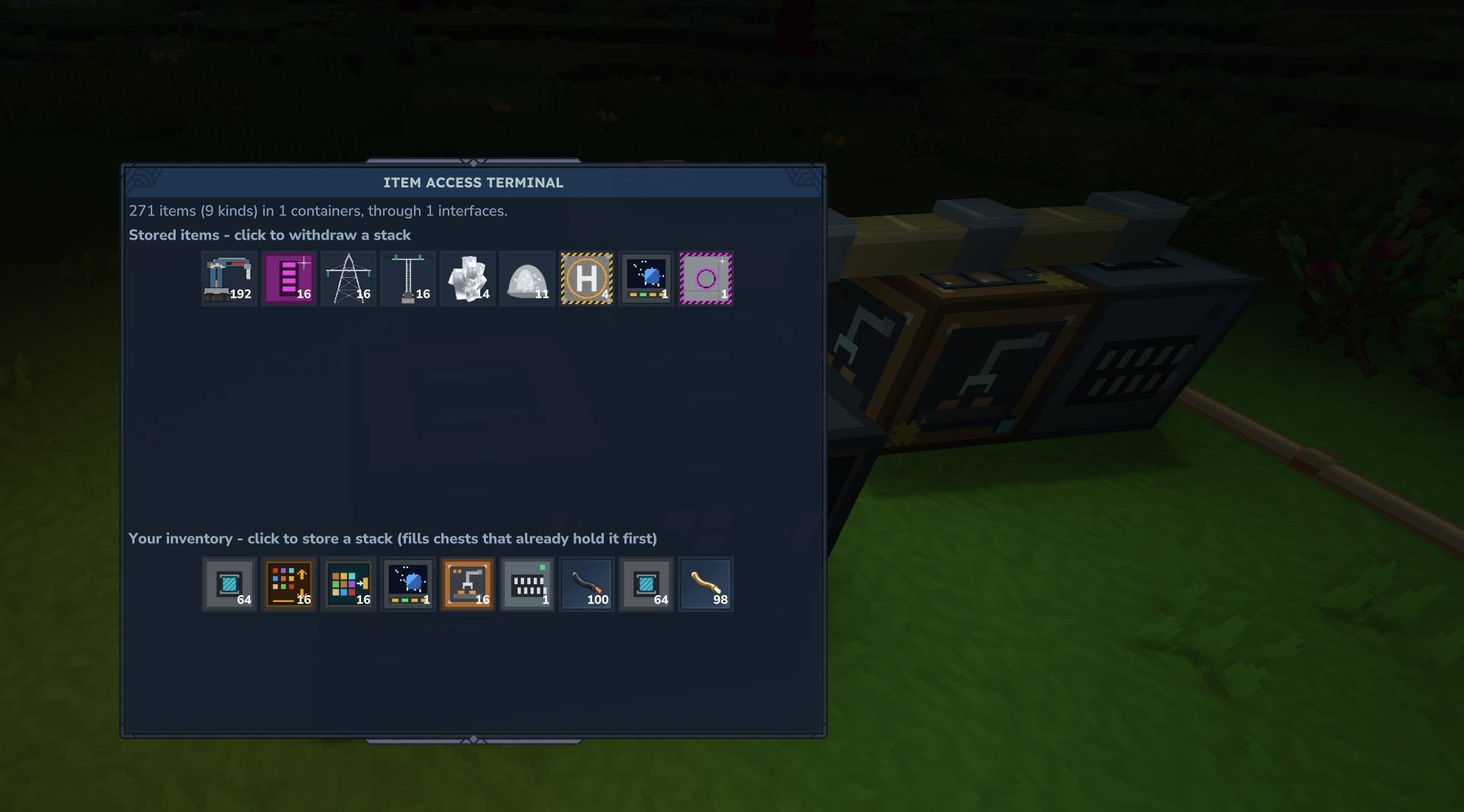 Thumbnail item access terminal for grabbing items out of the network