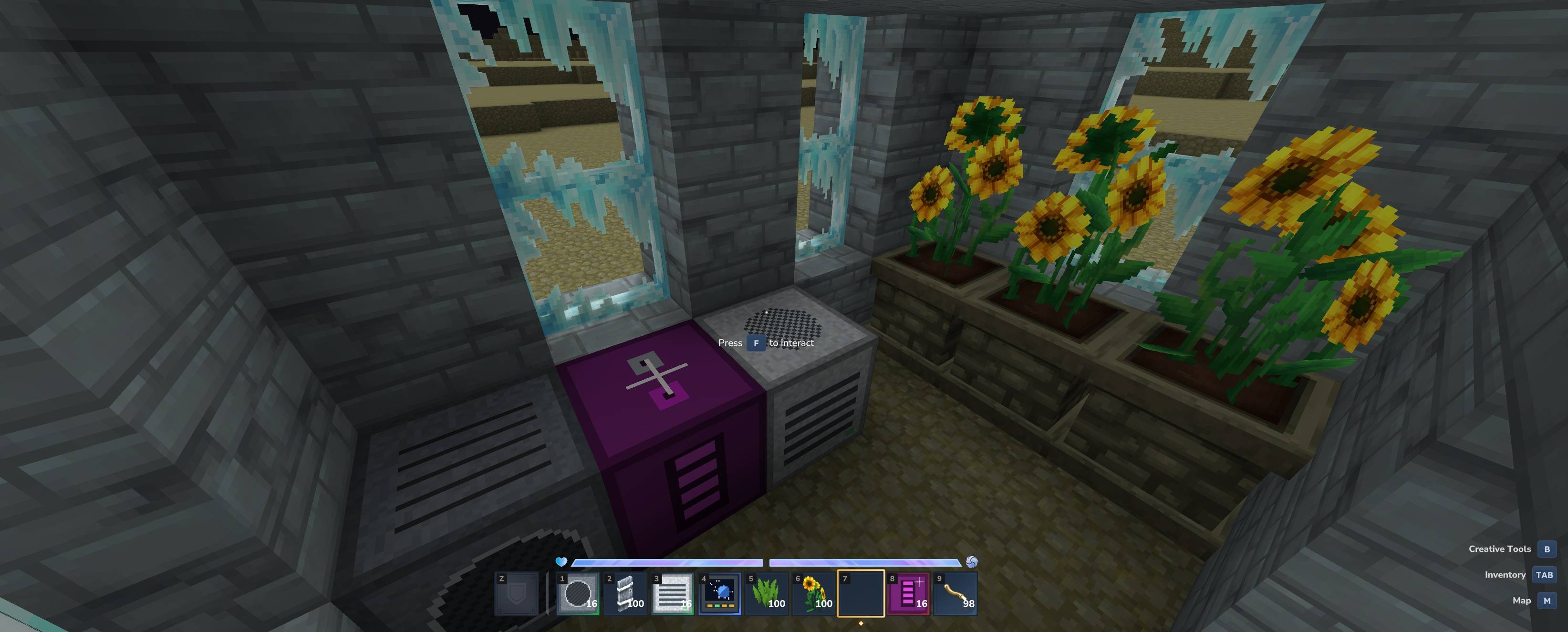 Thumbnail a basic moon base, with an oxygen compressor, battery, diffuser, and some plants