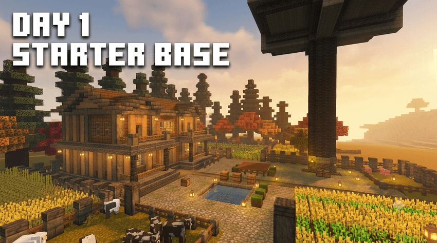 Ultimate Day 1 Starter Base | Survival Mansion & Farms [Achievements Friendly]