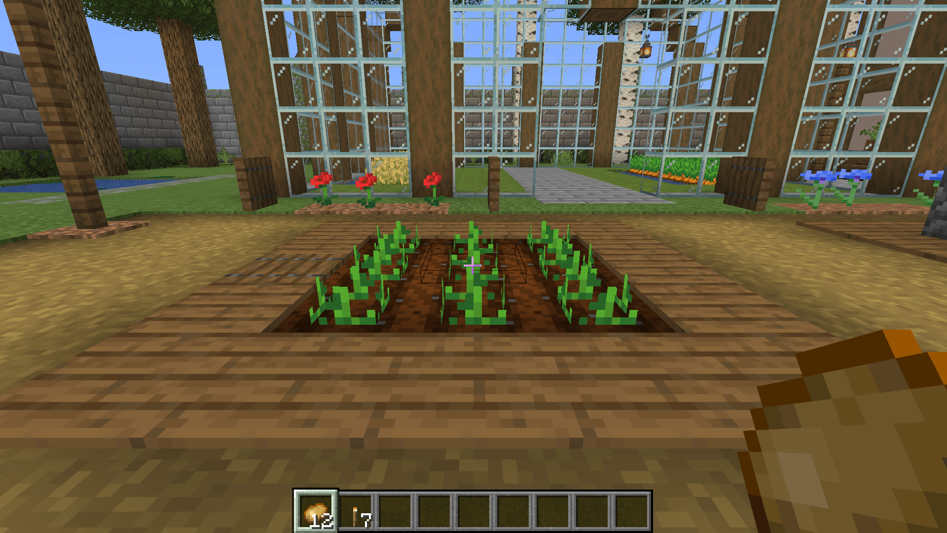 Nine potatoes planted in Creative. The held stack stayed at twelve.