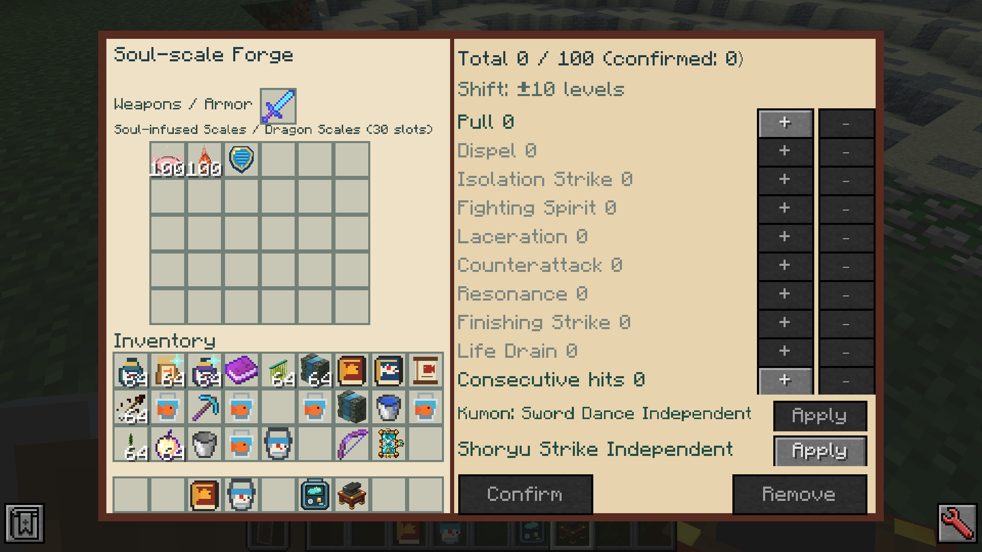 Upgrade your equipment at the Soul-infused Scale Workbench using soul-infused goldfish scales and boss drops.