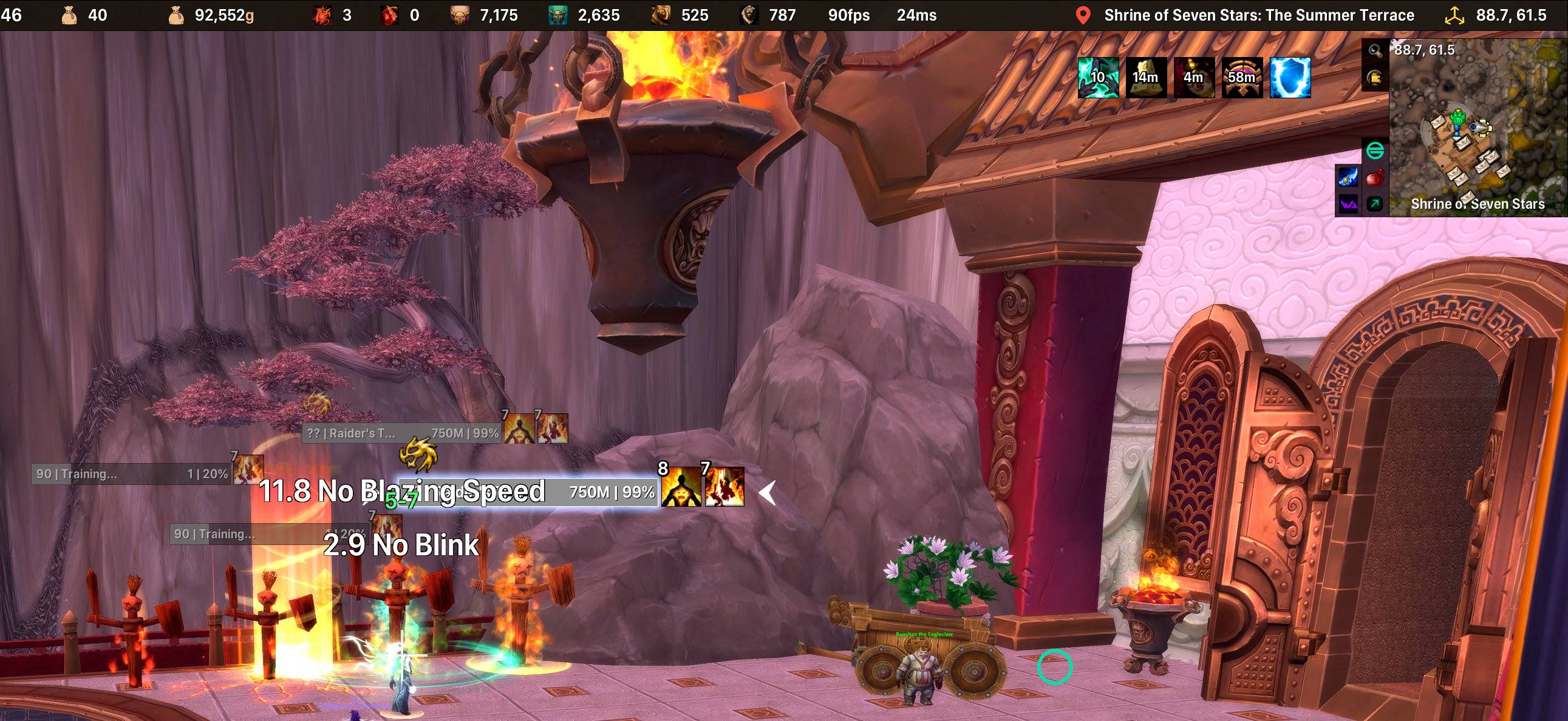 Example of nameplates, debuffs, target's highlight