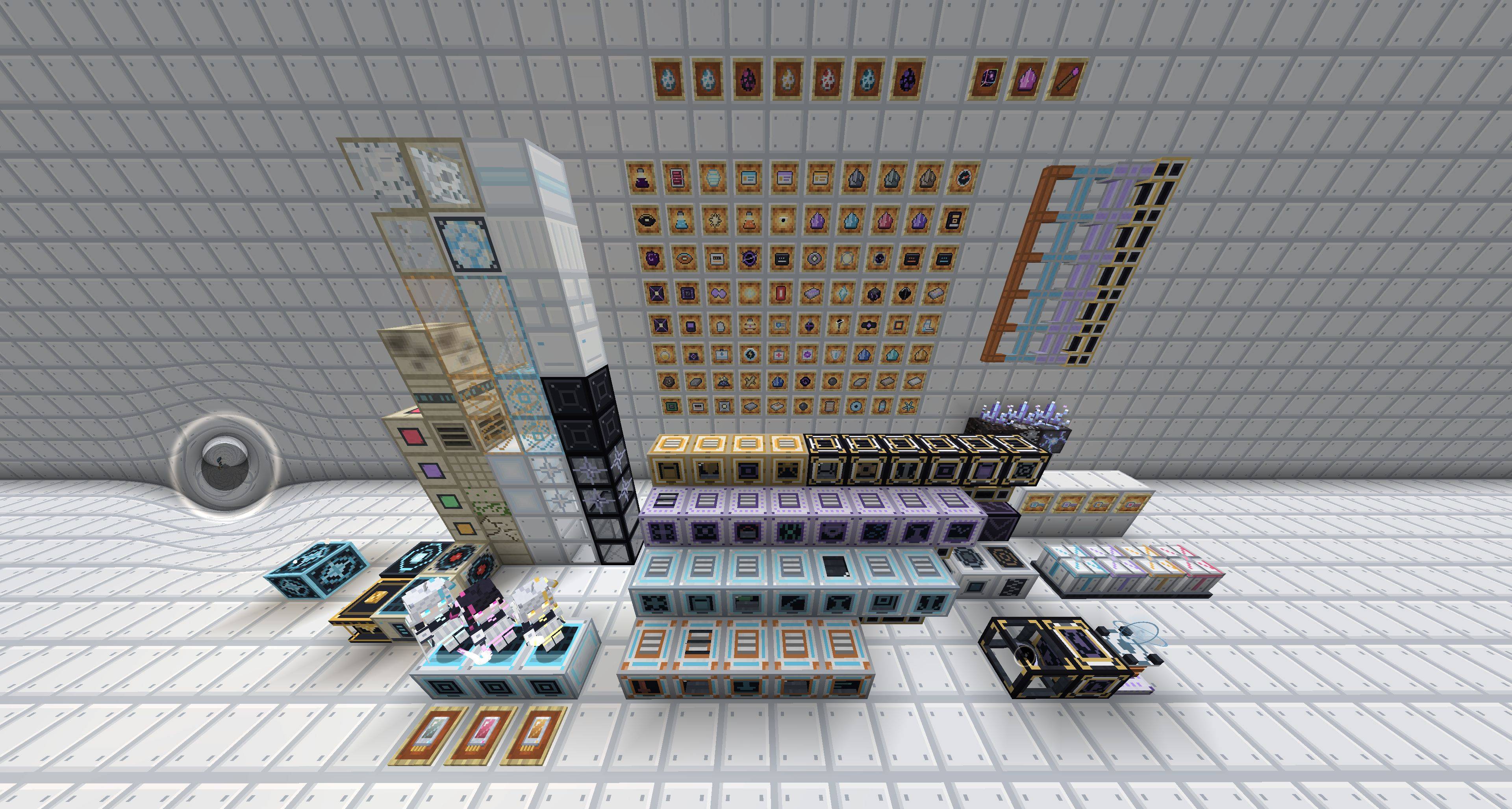 A quick look at a lineup of blocks and items added by the mod.