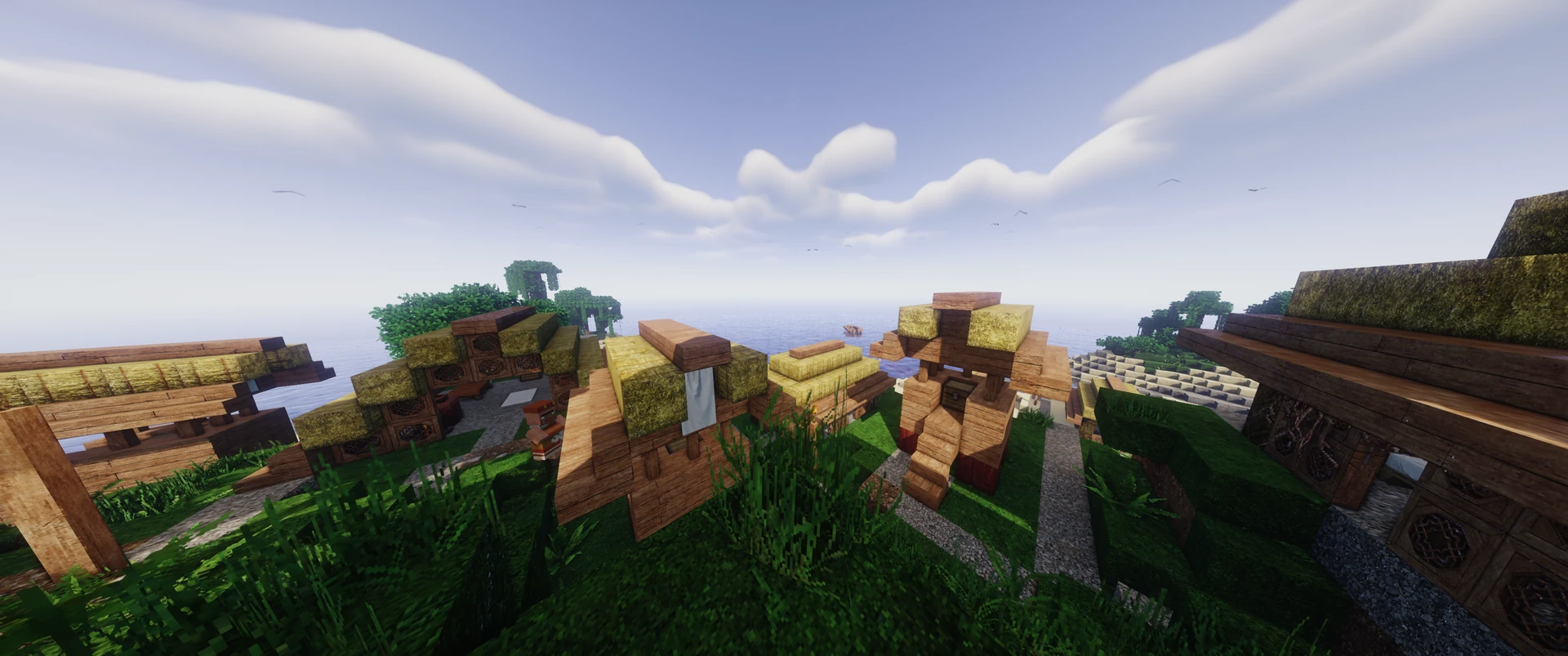 Thumbnail Thatched huts above the sea. Taken with the Packtrix resource pack and AstraLex shaders.