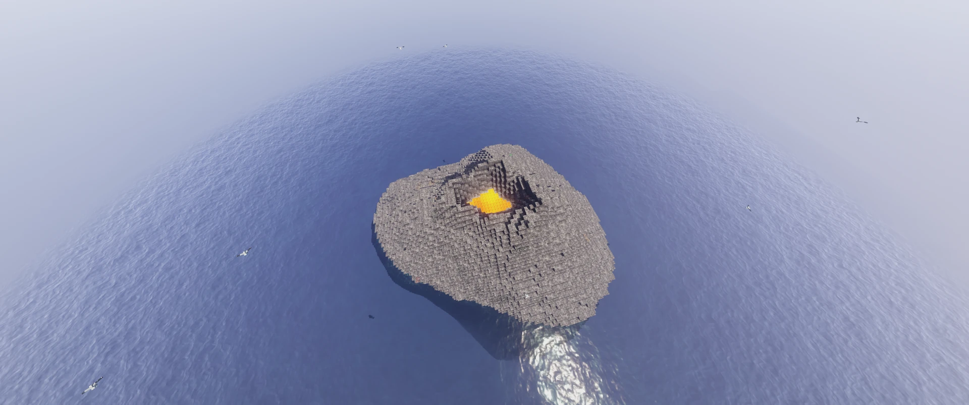 Thumbnail Gulls over a basalt cone. Taken with the Packtrix resource pack and AstraLex shaders.