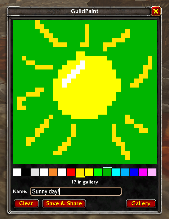 Paint a picture while you fly or wait. And save & share with your guild :)