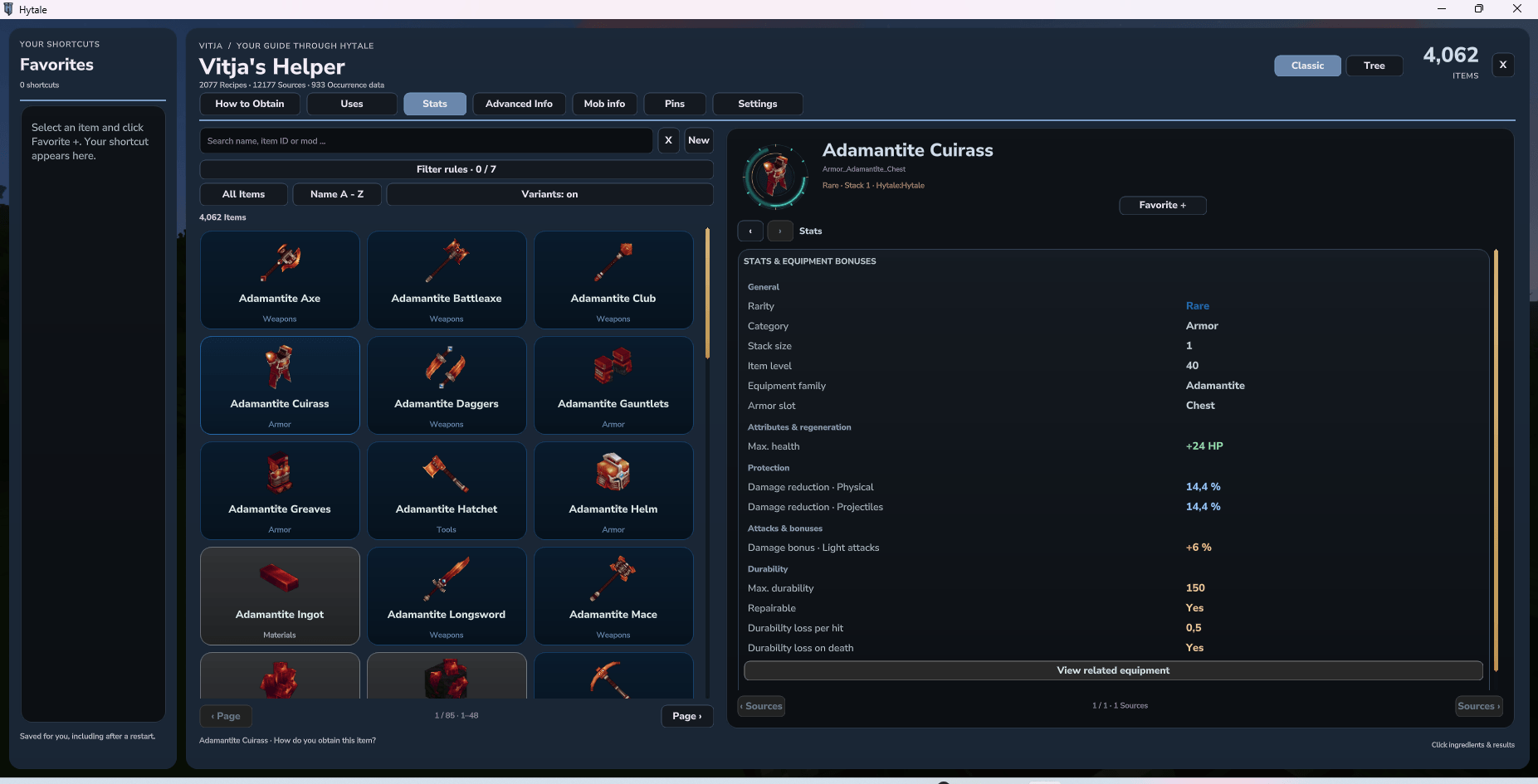 Unified Stats tab: native rarity and colored values
