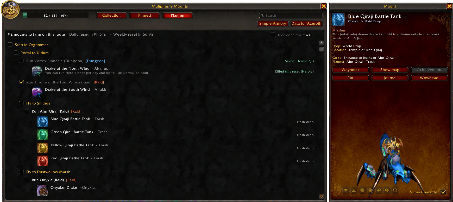 Thumbnail A farming route cut down to the mounts you're missing, with your real raid and dungeon lockouts.