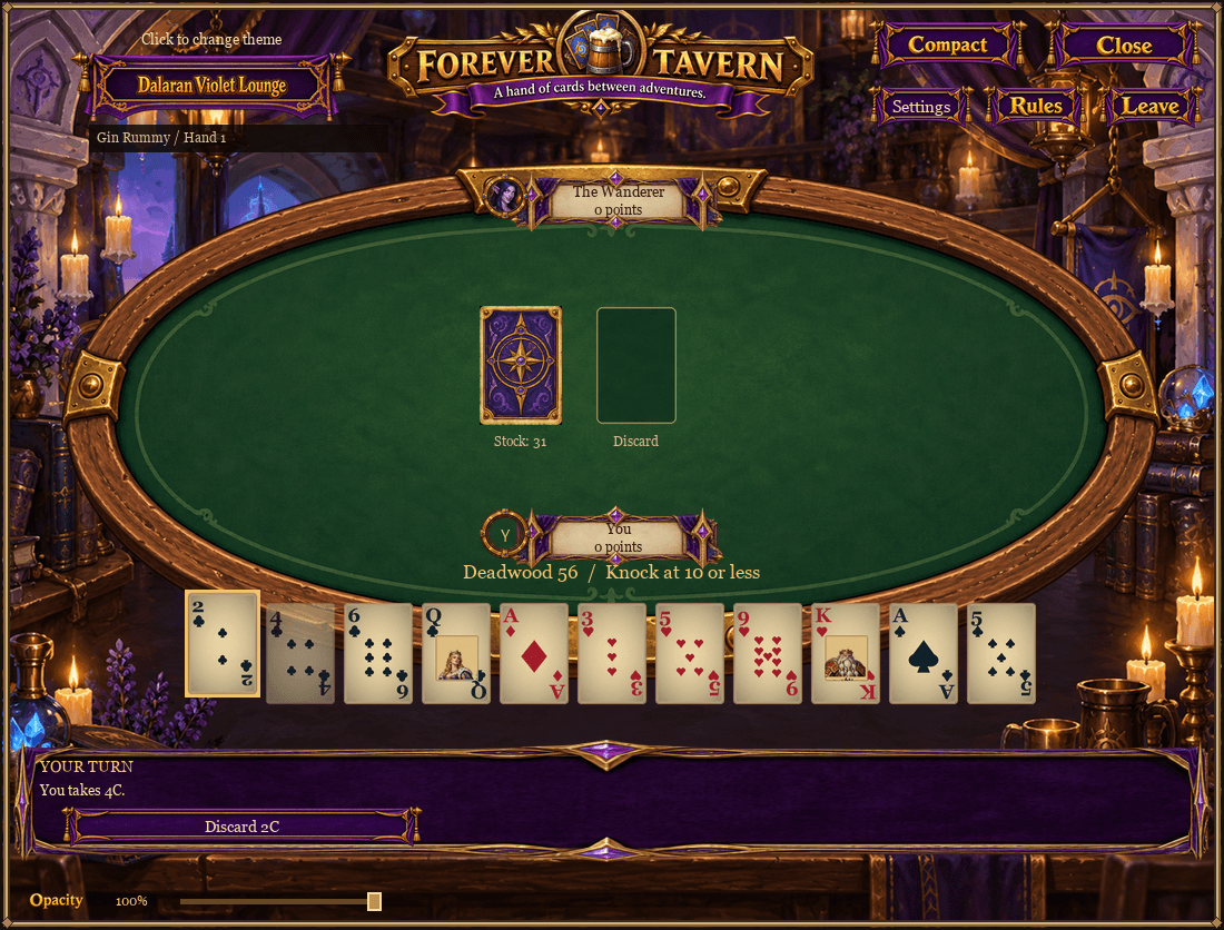 Thumbnail Build sets and runs, manage deadwood and choose a discard at a two-player table.