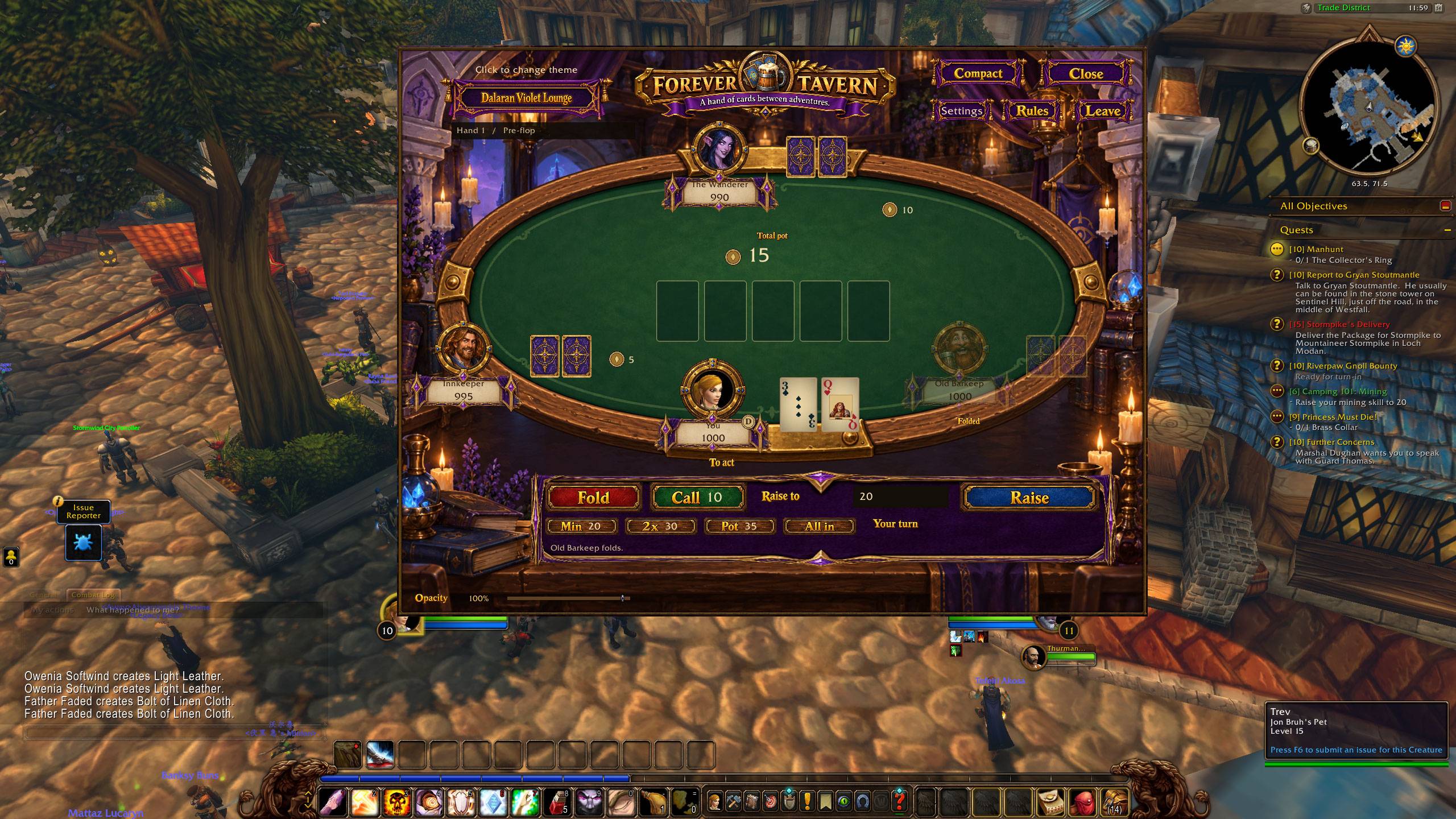A four-seat Texas Hold'em