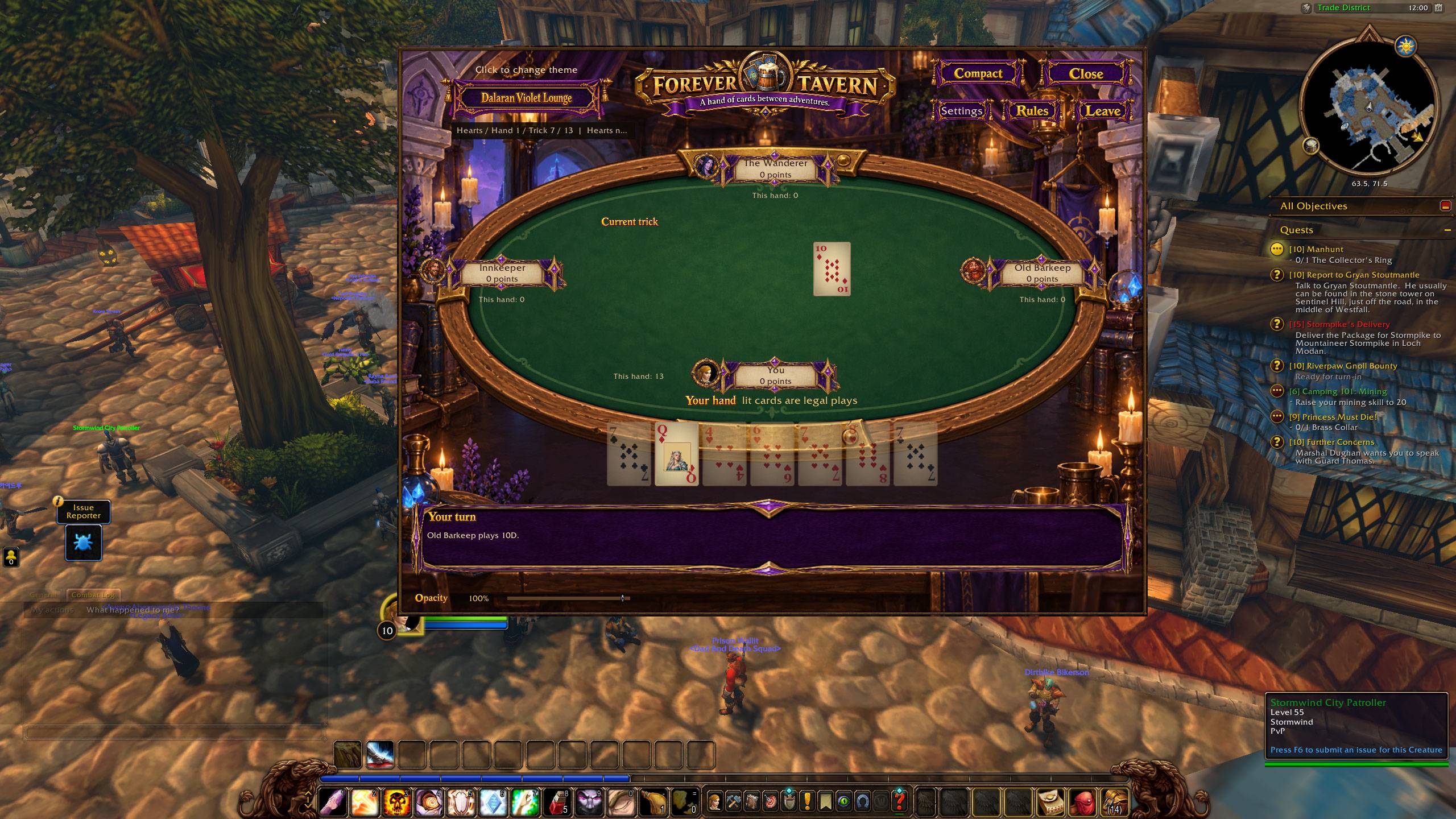 Thumbnail Four-player Hearts during a hand.