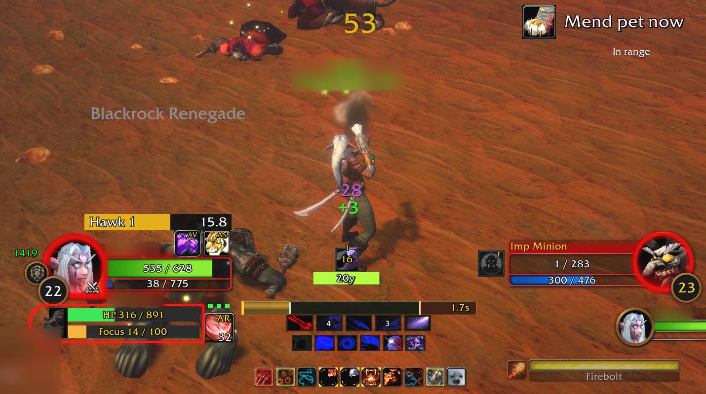 FlashHUD Mend Pet alert with range indicator