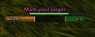 The Auto Shot bar with the range strip and the Hunter's Mark reminder above it.