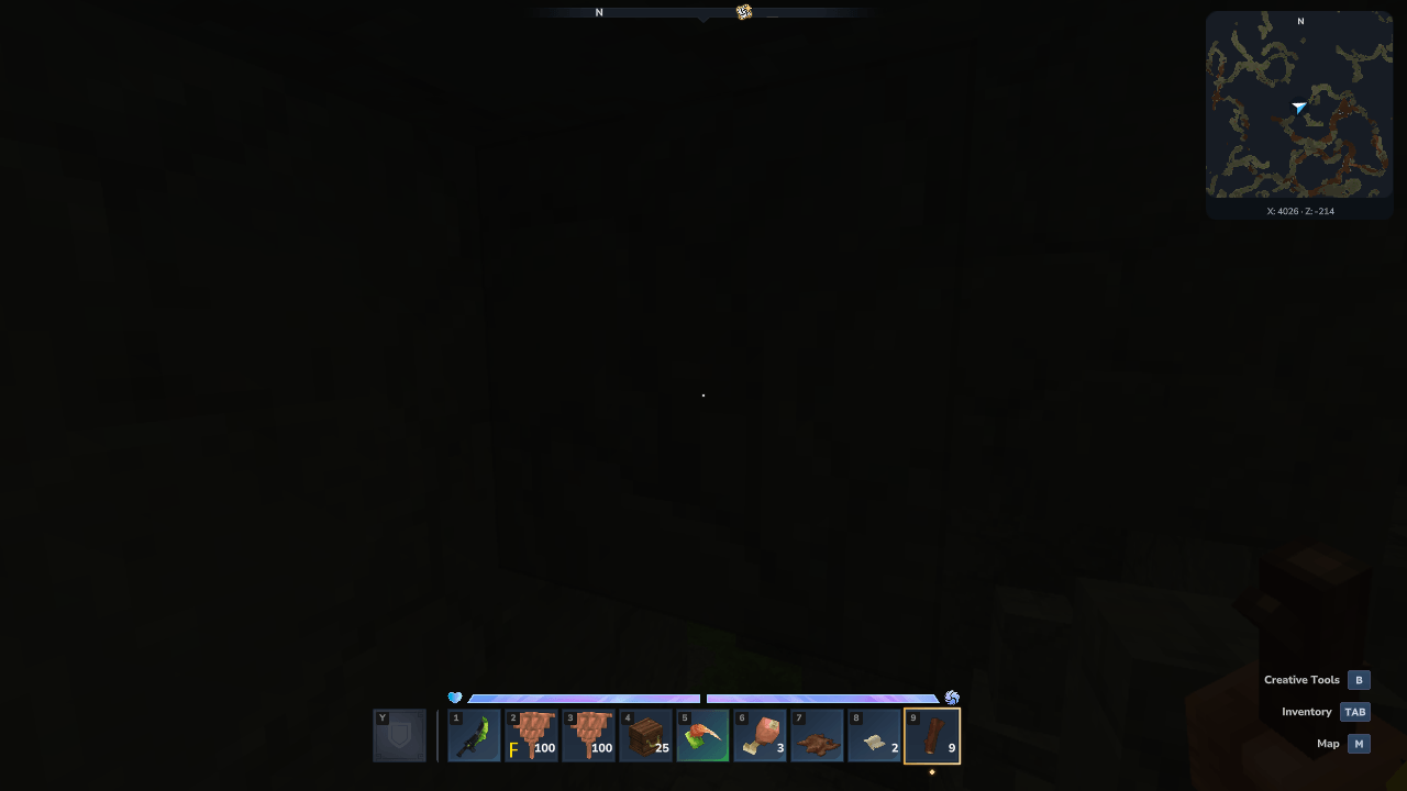 Cave gameplay with nearby passages on the minimap