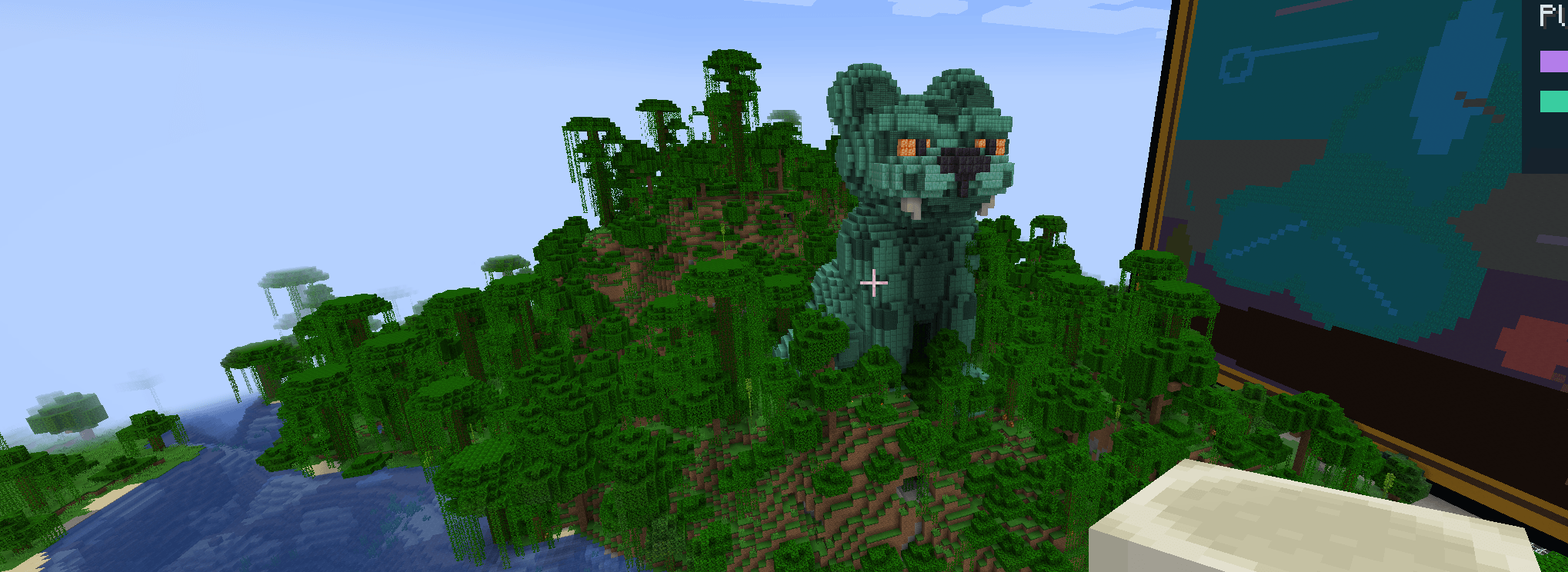 This Jaguar was built with BuildAI, pasted with /buildai confirm excavate:no foundation:no for a seamless paste into a jungle biome.