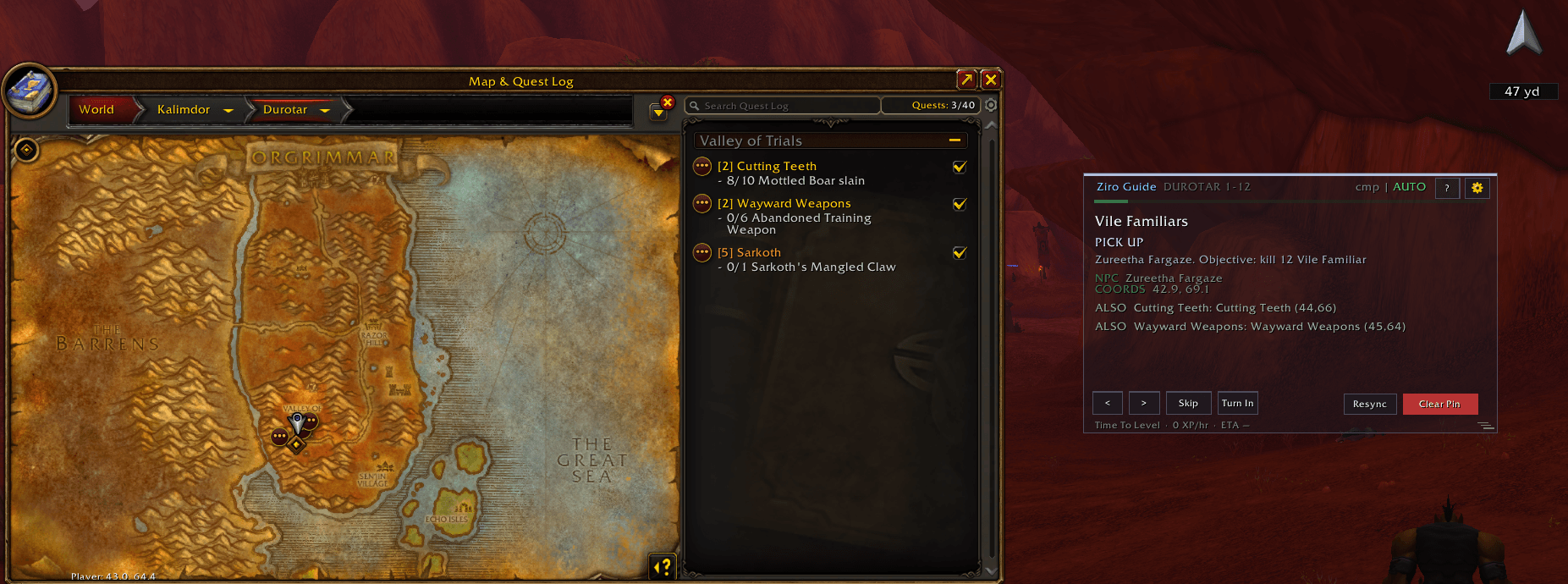 Map, tracker and waypoint arrow