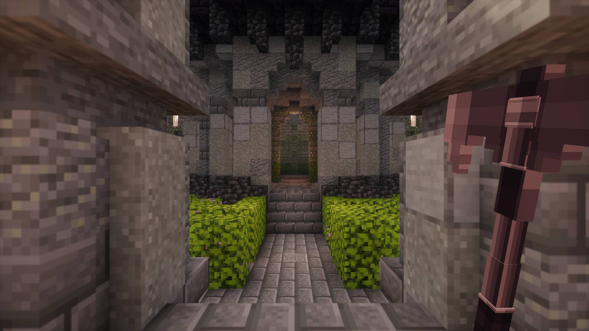 Thumbnail Real in-game screenshot. Minecraft Java 26.3 with Photon shaders. Map: The Palace of the Ancients by Bambusz. Shaders and map are separate downloads.