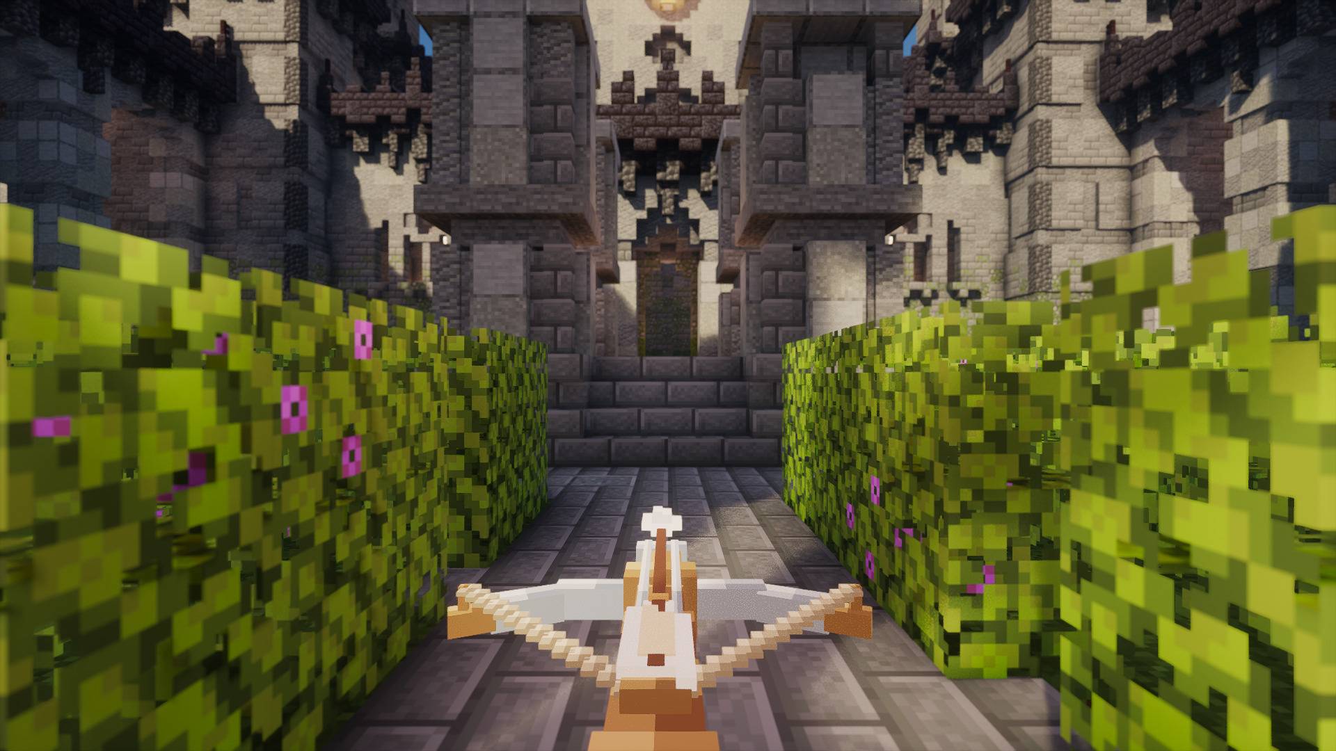 Thumbnail Real in-game screenshot. Minecraft Java 26.3 with Photon shaders. Map: The Palace of the Ancients by Bambusz. Shaders and map are separate downloads.